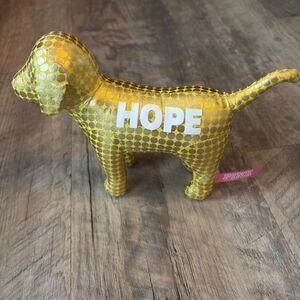 Victoria's Secret Pink HOPE Plush Yellow Gold Polka Dot Metallic Collectable 8"W